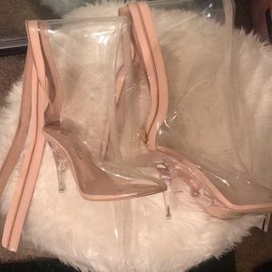Thigh High Clear heels worn once!